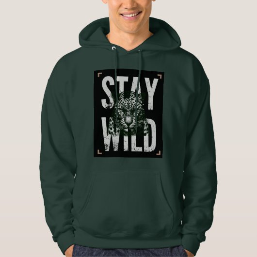 Stay Wild Leopard Face T-Shirt Design パーカ (正面)