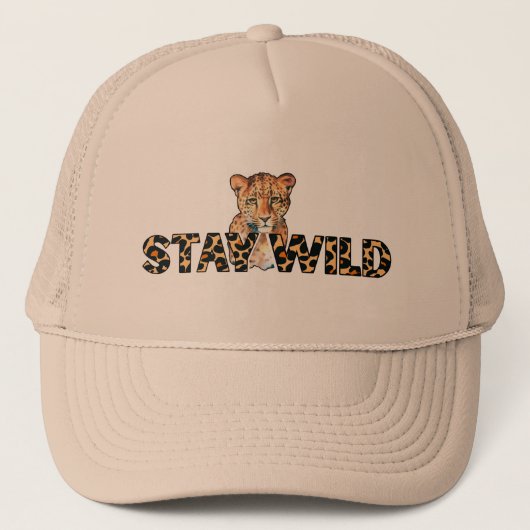 Stay Wild - Leopard Print & Cheetah Head キャップ (正面)