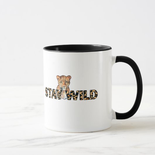 Stay Wild - Leopard Print with Cheetah Head マグカップ (右)