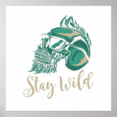 Stay Wild Modern Bearded Skull ポスター (正面)