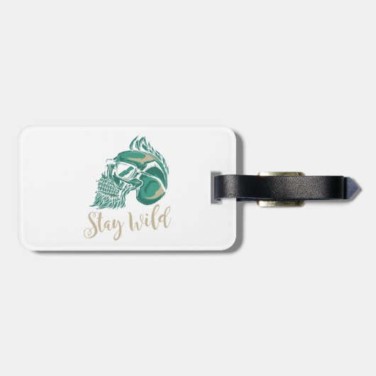 Stay Wild Modern Bearded Skull ラゲッジタグ (裏面横)