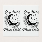 Stay Wild, Moon Child Black & White Celestial Flor 名刺 (外部フラット)