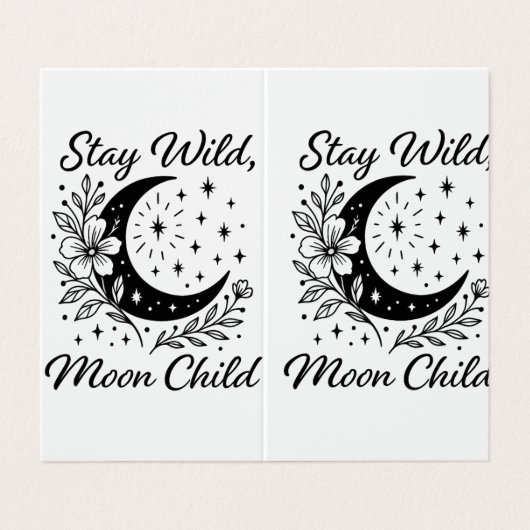 Stay Wild, Moon Child Black & White Celestial Flor 名刺 (外部フラット)