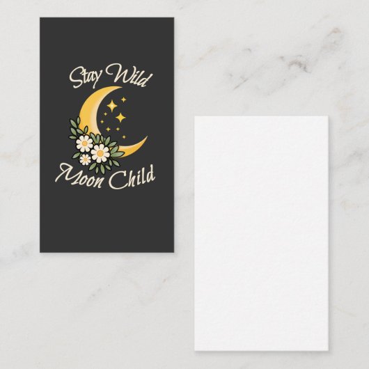 Stay Wild Moon Child | Boho Crescent Moon with Dai 名刺 (正面/裏面)