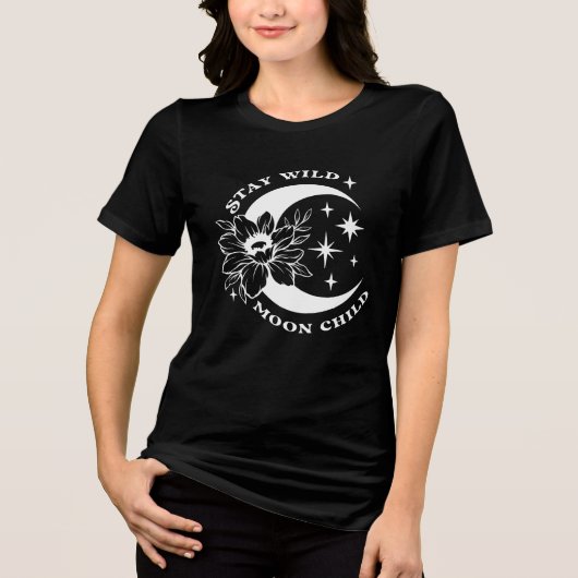 Stay Wild Moon Child Boho T-Shirt – 天空 トライブレンドＴシャツ (正面)