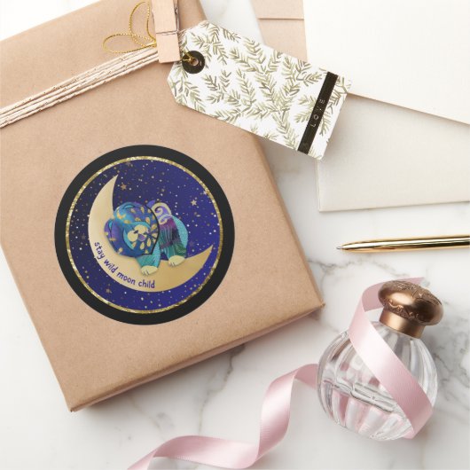 STAY WILD MOON CHILD CHOW DOGスタンプ ラウンドシール (ギフト)