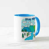 Stay Wild Mountain River Kids Art Design マグカップ (正面右)