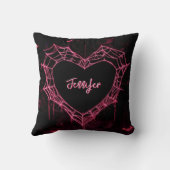 “Stay Wild” Pink Neon Heart Web Custom Name クッション (裏面)