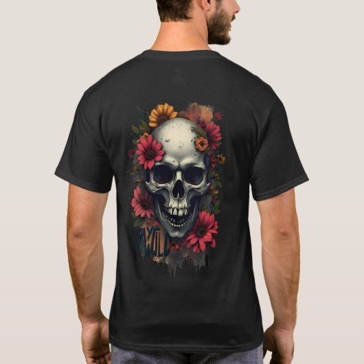 stay wild skull art floral skull got tシャツ (裏面)