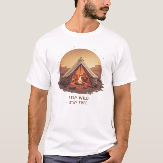 Stay Wild, Stay Free ⛺ | ビンテージ キャンプ Tシャツ (正面)
