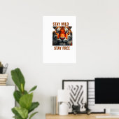 Stay Wild Stay Free Tiger Poster Wall Art Wildlife ポスター (ホームオフィス)