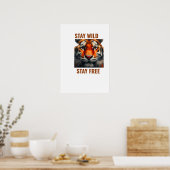 Stay Wild Stay Free Tiger Poster Wall Art Wildlife ポスター (キッチン)