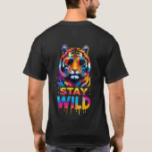 Stay Wild Tiger, Colorful Neon Tiger Sunglasses Tシャツ (裏面)