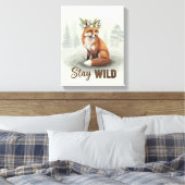 Stay Wild – Vintage Forest Fox Art キャンバスプリント (インサイチュ (寝室))