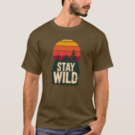 Stay Wild Vintage Sunset Mountain T-Shirt Tシャツ