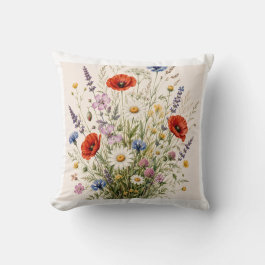 Stay Wild | Vintage Wild Herbs Botanical Design クッション (正面)