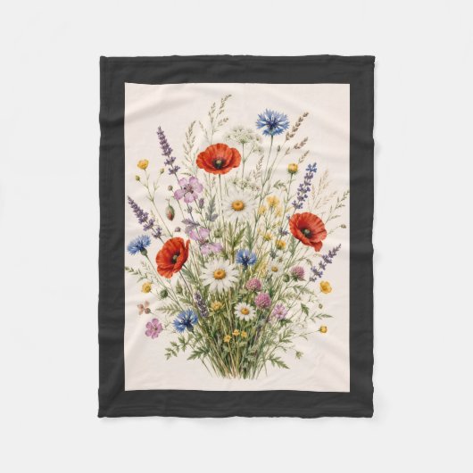Stay Wild | Vintage Wild Herbs Botanical Design フリースブランケット (正面)