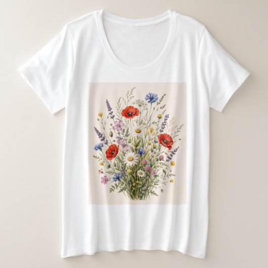 Stay Wild | Vintage Wild Herbs Botanical Design プラスサイズTシャツ (デザイン正面)