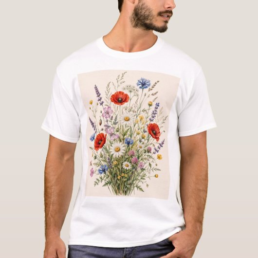 Stay Wild | Vintage Wild Herbs Botanical Design Tシャツ (正面)