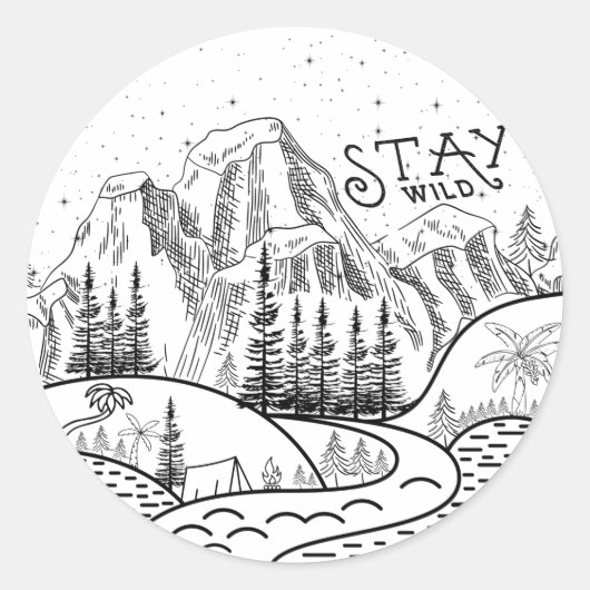 Stay-wild-wild-camping T-Shirt ラウンドシール (正面)
