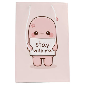 Stay With Me Aesthetic Quote Design Romantic  ミディアムペーパーバッグ
