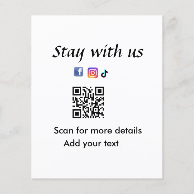 Stay with us add q r code social media links文字 (正面)