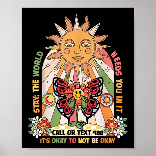 Stay World Needs 988自殺防止Gと呼ぶ ポスター (正面)