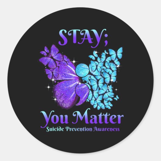 Stay You Problem Butterfly Semicolon Shide Aware ラウンドシール (正面)