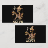 Staying Alive Funny Skeleton Drinking Coffee Happy 名刺 (正面/裏面)