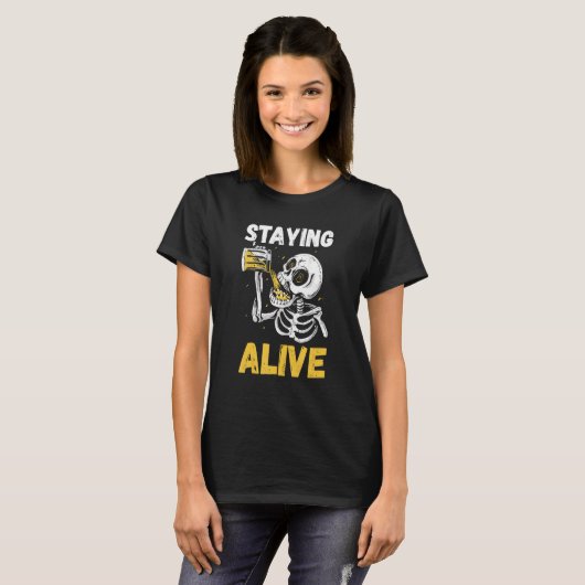 Staying Alive Halloween Costume Beer ALl Saint's E Tシャツ (正面フル)