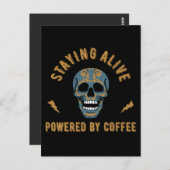 Staying alive powered by coffee - skull energy  ポストカード (正面/裏面)
