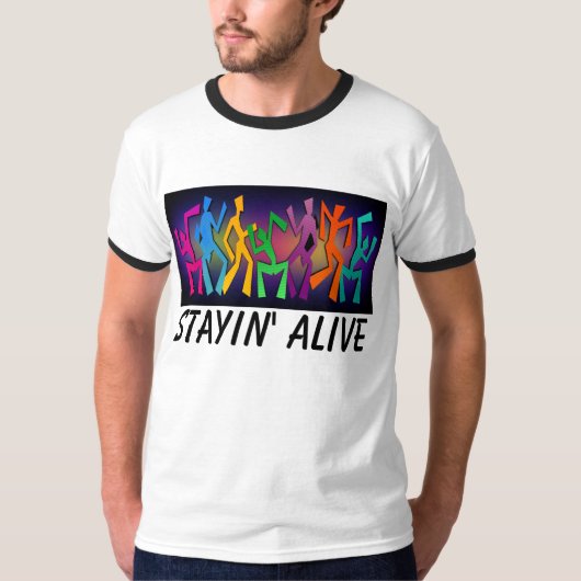 Staying Alive Tシャツディスコ Tシャツ (正面)