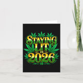 Staying Lit 2026 High Wasted Weed New Years Funny カード (正面)