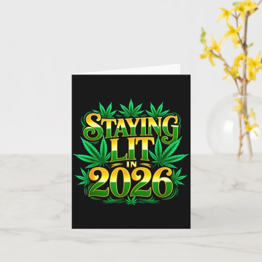 Staying Lit 2026 High Wasted Weed New Years Funny カード (黄色い花)