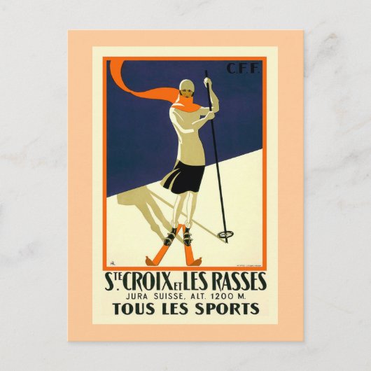 "Ste Croix et Les Rasses"スイスヴィンテージ旅行 ポストカード (正面)