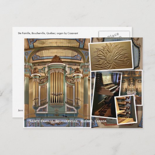 Ste Famille教会、BouchervilleのQuébecのモンタージュ ポストカード (正面/裏面)