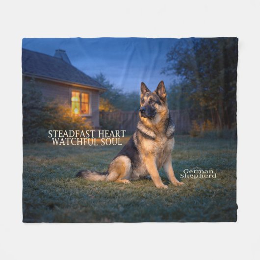 Steadfast Heart German Shepherd フリースブランケット (正面(横))