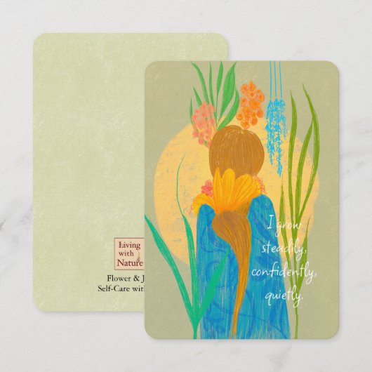 Steady Bloom – Calm Growth Affirmation personaliz ノートカード (正面/裏面)