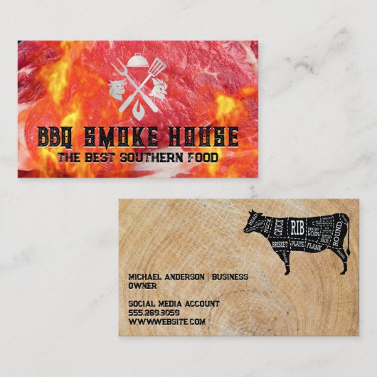 Steak Cut | Flames | Restaurant Grill 名刺 (正面/裏面)