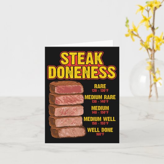 Steak Doneness Chart Table Guide Bbq Meat Chef Pit カード (黄色い花)
