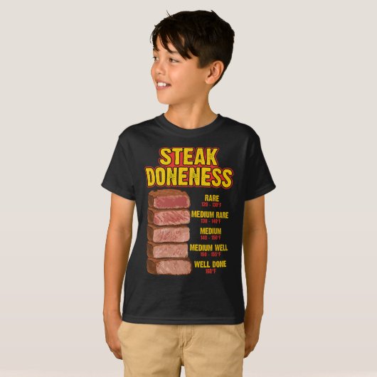 Steak Doneness Chart Table Guide Bbq Meat Chef Pit Tシャツ (正面フル)