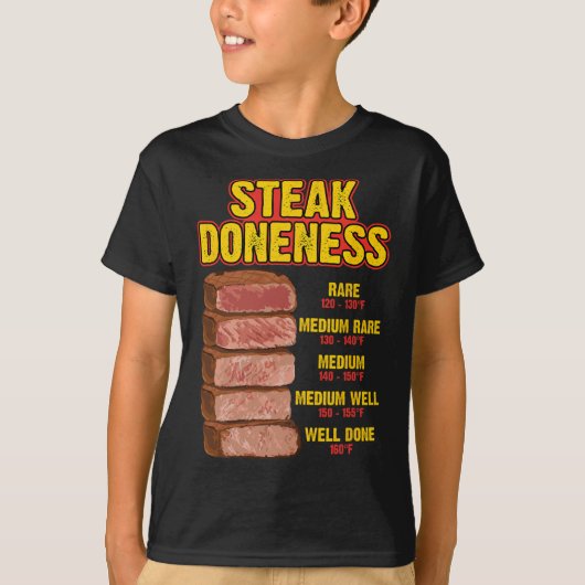 Steak Doneness Chart Table Guide Bbq Meat Chef Pit Tシャツ (正面)