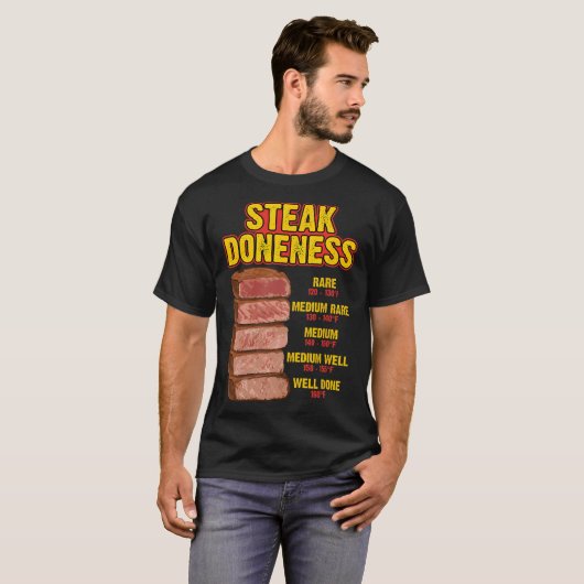 Steak Doneness Chart Table Guide Bbq Meat Chef Pit Tシャツ (正面フル)