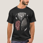 Steak Grilling Father Grayscale Griller Steak 3 Tシャツ (正面)