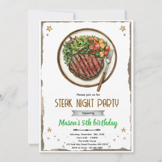 Steak Night BBQ party Invitation 招待状