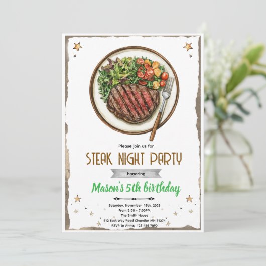 Steak Night BBQ party Invitation 招待状 (スタンド正面)