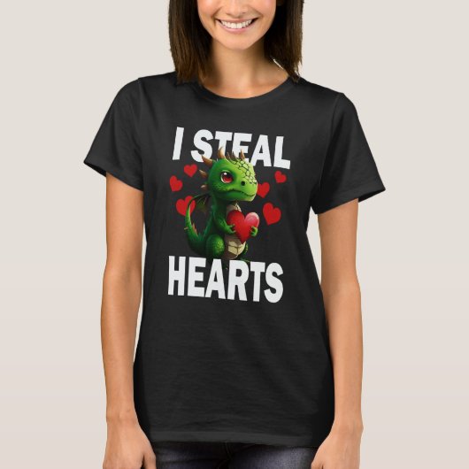 Steal Hearts Cute Dragon Baby Valentines Day Tシャツ (正面)