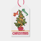 stealing cat, tree, Pixel Art, Merry Christmas  ギフトタグ (正面)