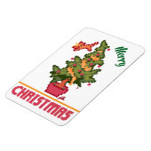 stealing cat, tree, Pixel Art, Merry Christmas  マグネット (左側)