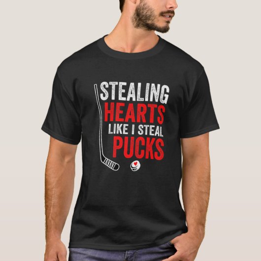 Stealing Heart Like I Steal Pucks Valentines Day H Tシャツ (正面)
